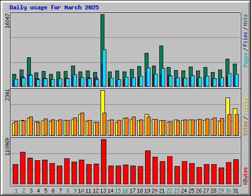 Daily usage for March 2025
