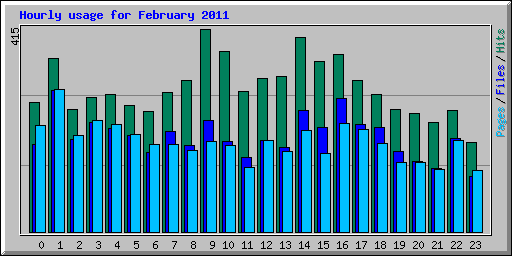 Hourly usage for February 2011